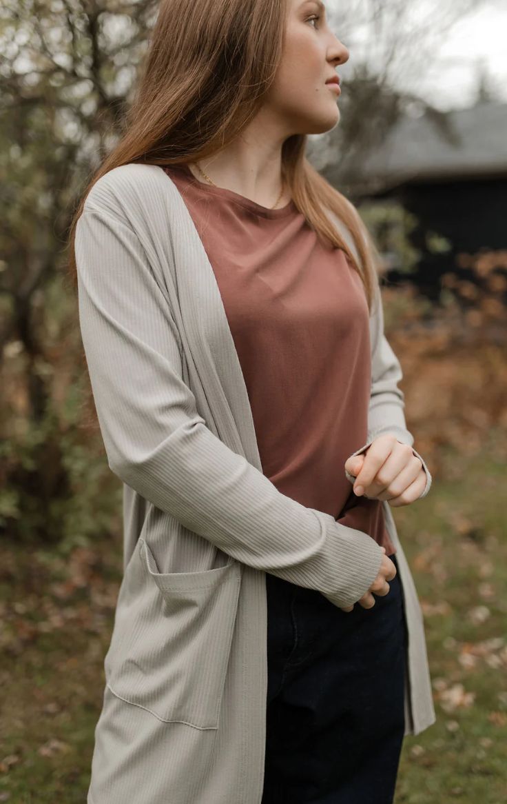 LOUVE # CARDIGAN RIB TAUPE LOUVE # CARDIGAN RIB TAUPE